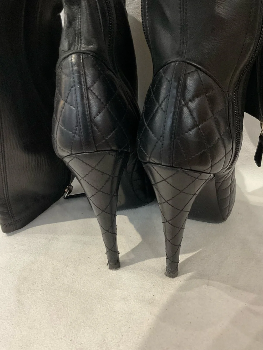 CHANEL black leather